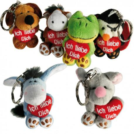 LLAVERO ANIMALES DE PELUCHE CON CORAZON