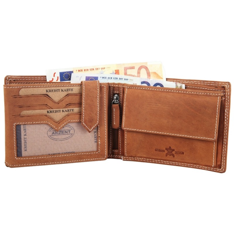 Cartera hombre de cuero. Formato 12 x 10 cm.