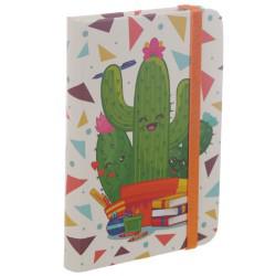 Libreta Tapa Dura con Goma y Hojas Rayadas - Cactus