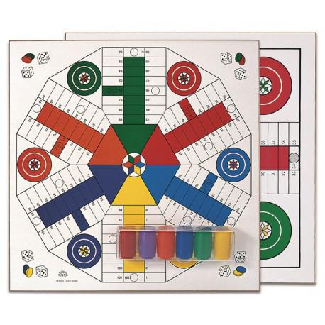 Cayro - Tablero Parchís De Madera con Accesorios para 4 y 6 Jugadores - Juego de Tradicional - Juego de Mesa