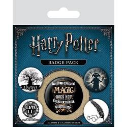 Pack 5 Chapas - Insignia de símbolos de Harry Potter
