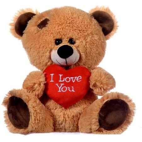 Peluche de oso con corazón mide unos 20 cm