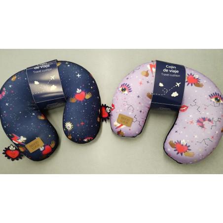 Cojín Viaje Espuma Poliester 28x28x9cm Colores Surtido