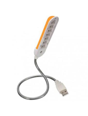 Luz 7 LED con con brazo flexible y USB - NARANJA.