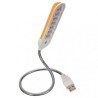 Luz 7 LED con con brazo flexible y USB - NARANJA.