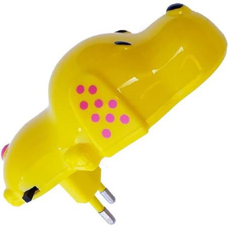 Luz de noche con interruptor, a 220V, 0.1 W, Perrete, Color Amarillo -Clenersa-