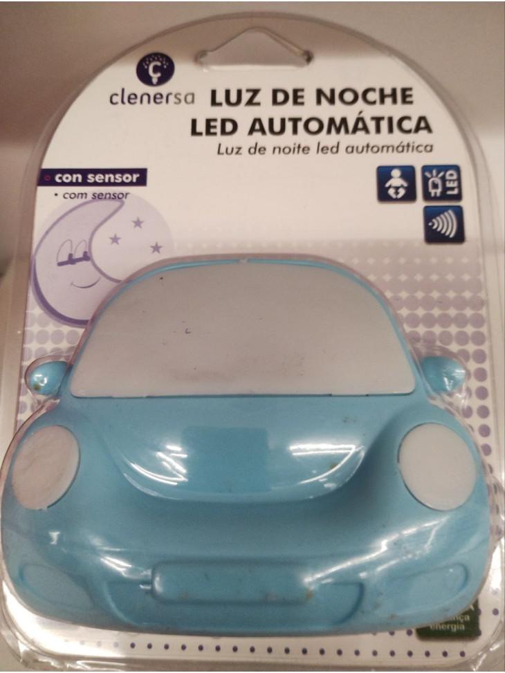 Luz de noche con interruptor, a 220V, 0.1 W, Coche, Color Blanco y Azul -Clenersa-