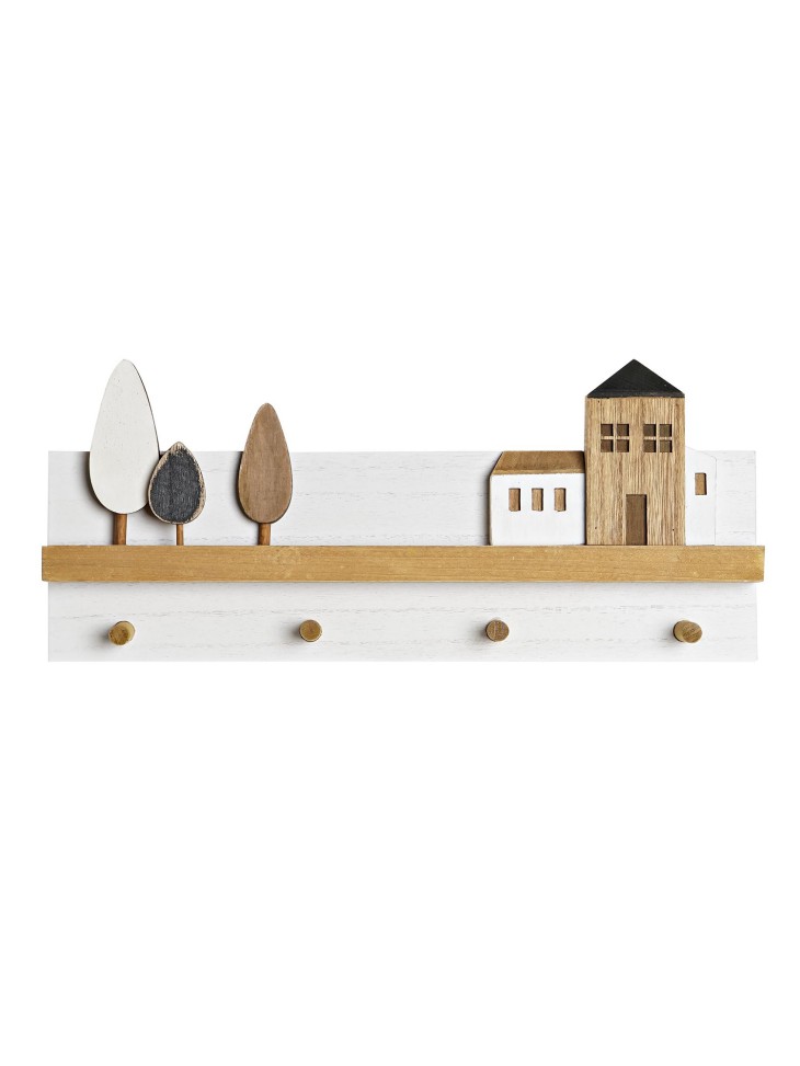Perchero madera sales blanco pared