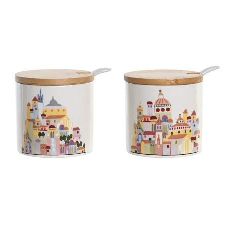 Azucarero de Dolomita y Bambú con Diseño de Casitas dos diseños (precio por unidad)