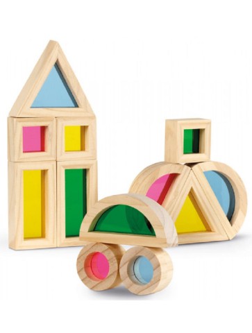 Color Blocks Cayro bloques madera translúcidos construcción mesa de luz