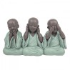 Figura Monjes 'No Ve, No Oye, No Habla' de Resina | Sabiduría y Armonía | Medidas 15,50 x 4,50 x 9 cm | Peso 230 g