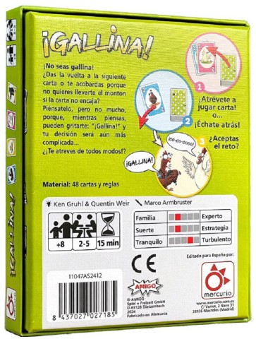 ¡Gallina! juego de mesa familiar de cartas y estrategia