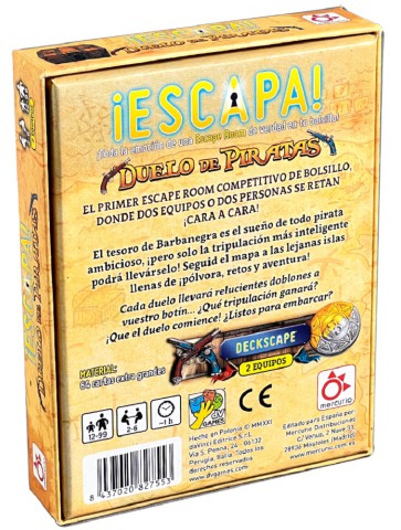 ESCAPA. Duelo de Piratas juego de escape room competitivo para 2 jugadores