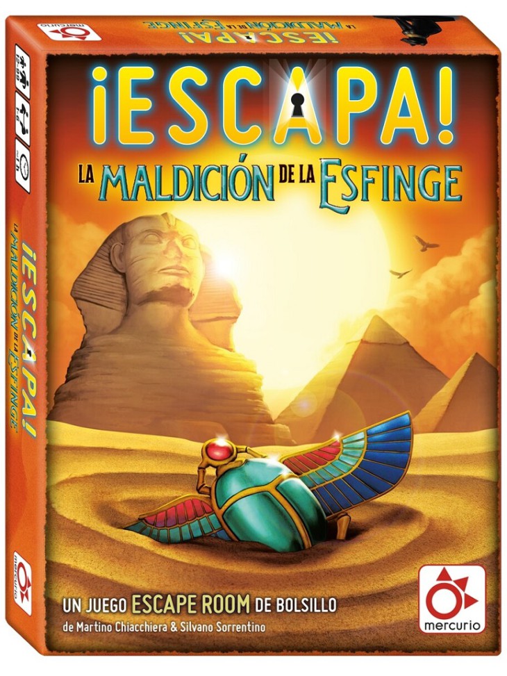 ESCAPA. La Maldición de la Esfinge juego de mesa de aventuras y acertijos