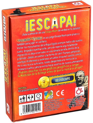 ESCAPA. La Maldición de la Esfinge juego de mesa de aventuras y acertijos