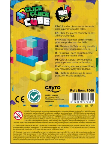 Cayro Click Clack Cube, juego de habilidad y estructuras para 1 jugador