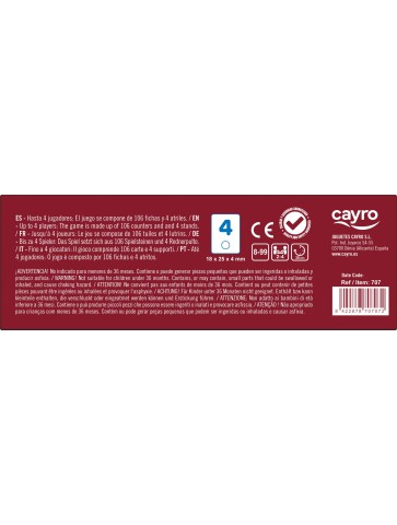 Cayro Rummi Travel, juego de mesa de estrategia portátil para 2 a 4 jugadores