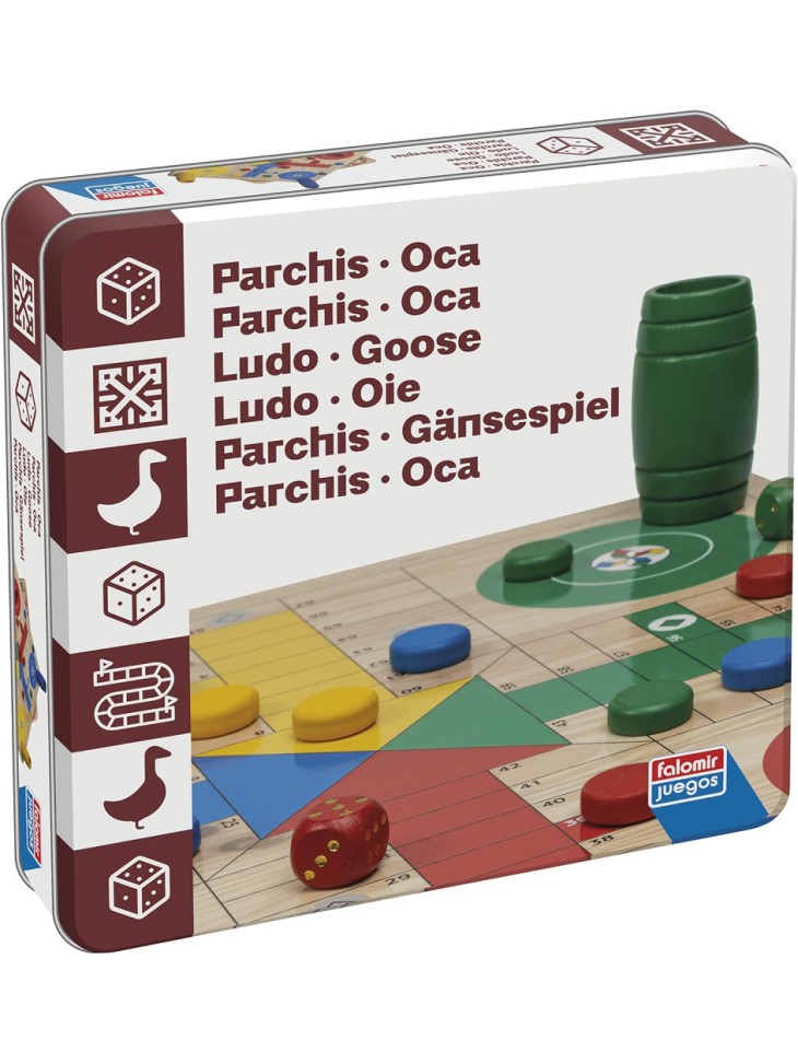 Parchís Oca caja de lata juego de mesa madera clásico
