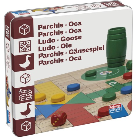 Parchís Oca caja de lata juego de mesa madera clásico