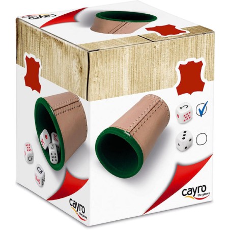 Cubilete de dados en cuero con 5 dados de póker de 16 mm
