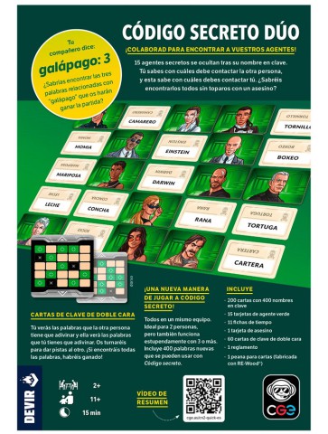 Código Secreto Dúo juego de cartas para 2 jugadores