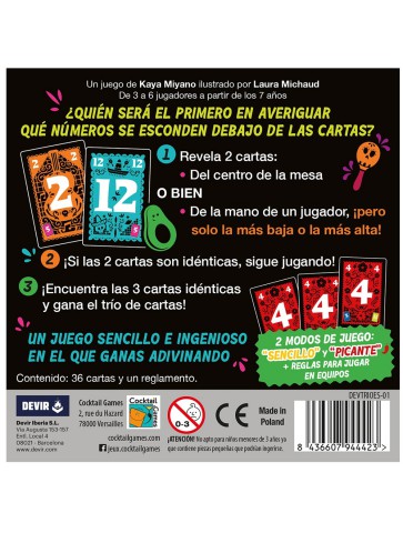 Trio juego de cartas rápido y divertido 3-6 jugadores