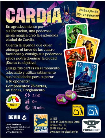 Duelo por Cardia juego de cartas estratégico 2 jugadores