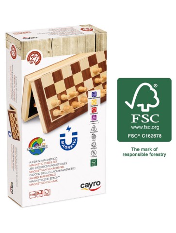 Cayro Ajedrez magnético de madera con tablero plegable 2 jugadores