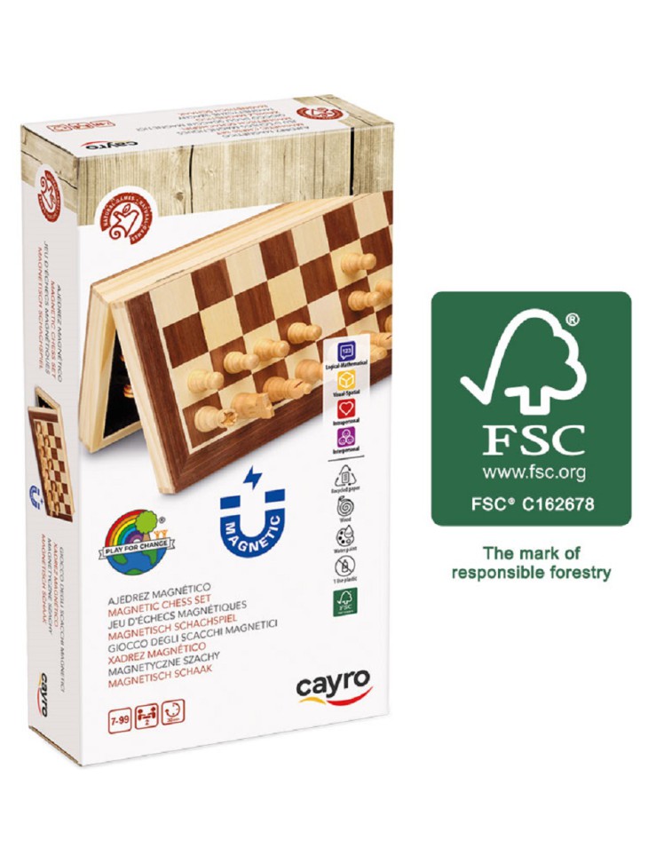 Cayro Ajedrez magnético de madera con tablero plegable 2 jugadores