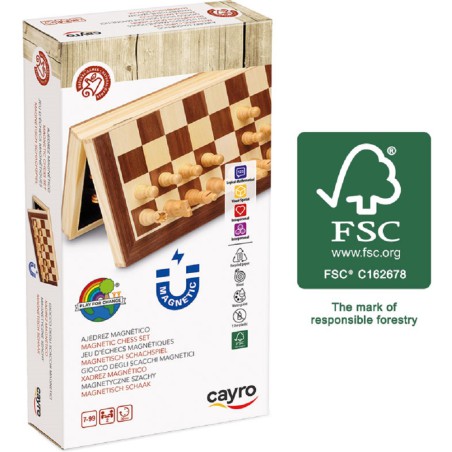 Cayro Ajedrez magnético de madera con tablero plegable 2 jugadores