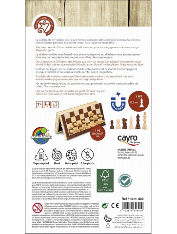 Cayro Ajedrez magnético de madera con tablero plegable 2 jugadores
