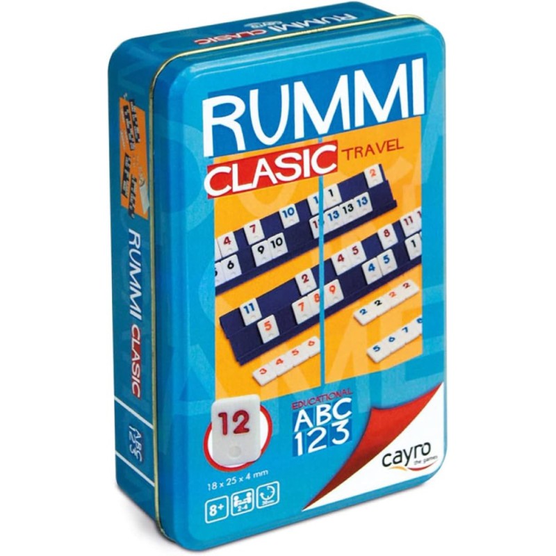 Juego de mesa Rummi Clásico Cayro en caja metálica, edición de viaje