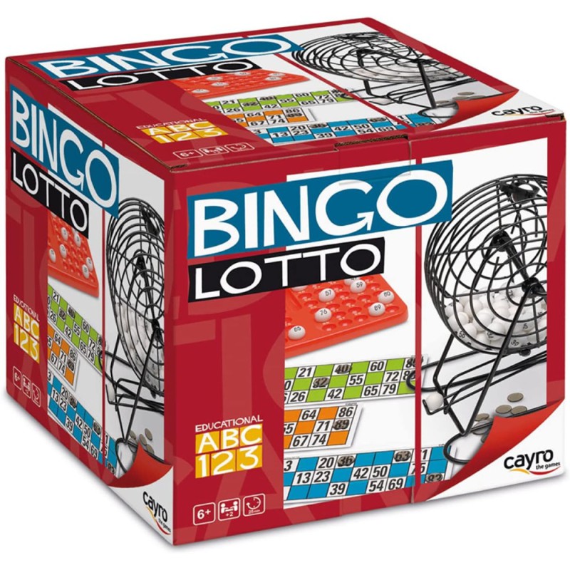 Bingo Cayro con bombo metálico y 48 cartones modelo Lotto