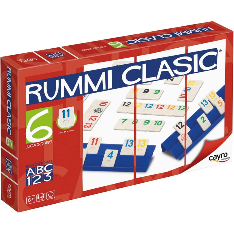 Juego Rummi Clásico con 159 piezas, bolsa de tela y soportes