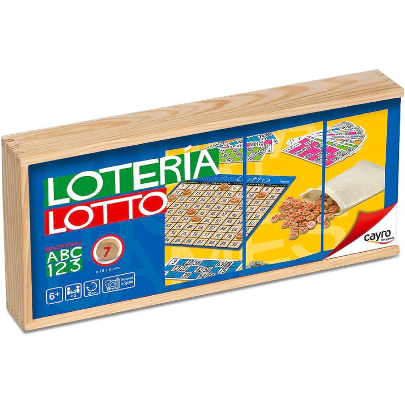 Juego de mesa Lotería de Madera Cayro con 48 cartones para toda la familia