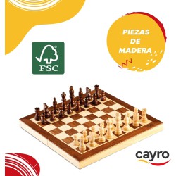Juego de ajedrez Cayro, piezas de madera, tablero plegable y materiales responsables