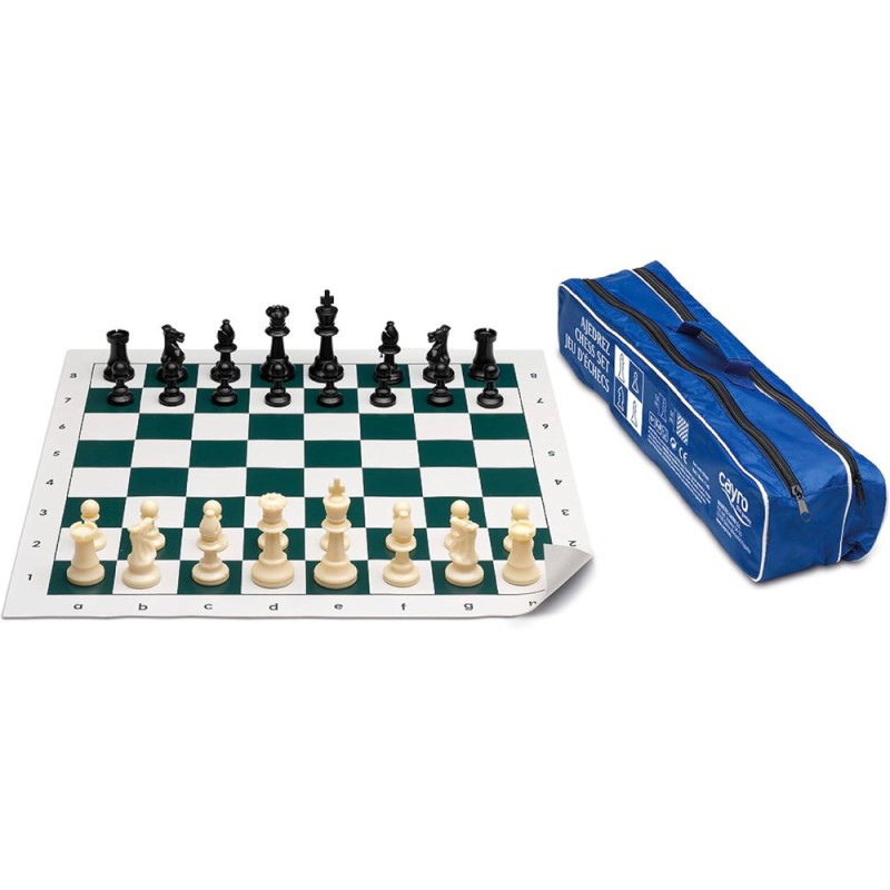 Set de ajedrez Cayro piezas madera talladas tablero plegable